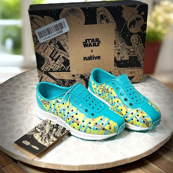 Native X Star Wars Limited Edition Kids Shoes C9 R2D2 Yoda Chewbacca Slip On - Picture 1 of 15